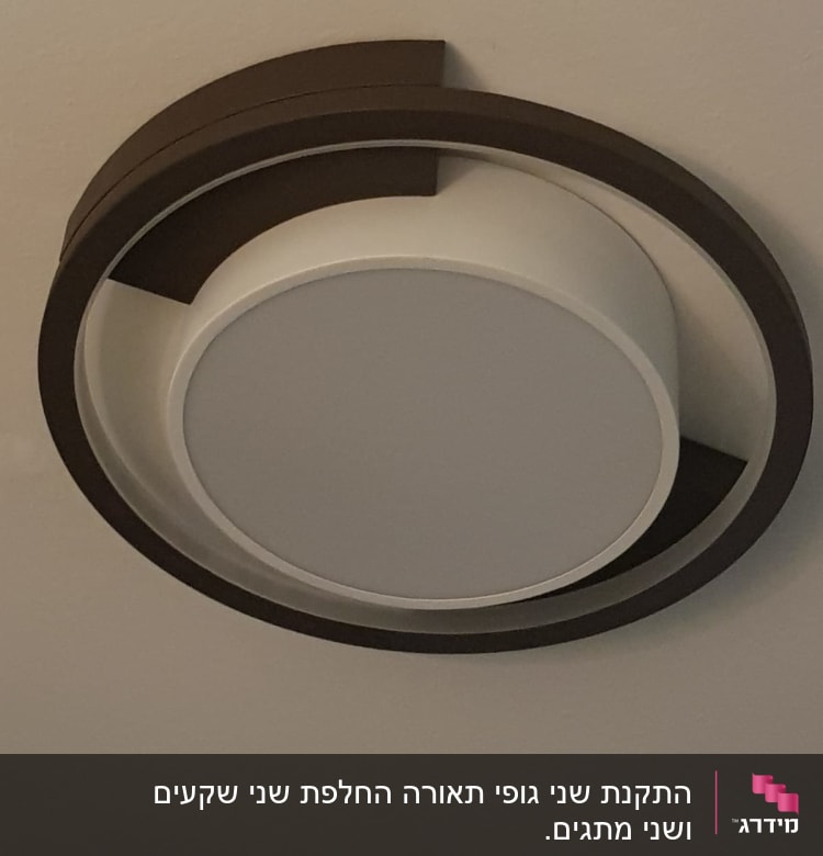 מנורת תקרה עגולה עם מסגרת חומה